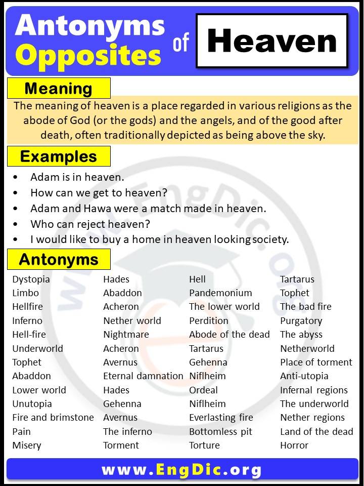 antonyms of heaven