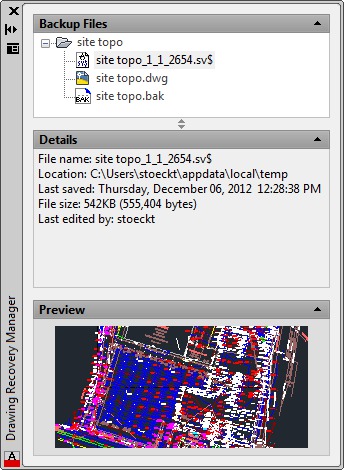 autocad drawing recovery manager