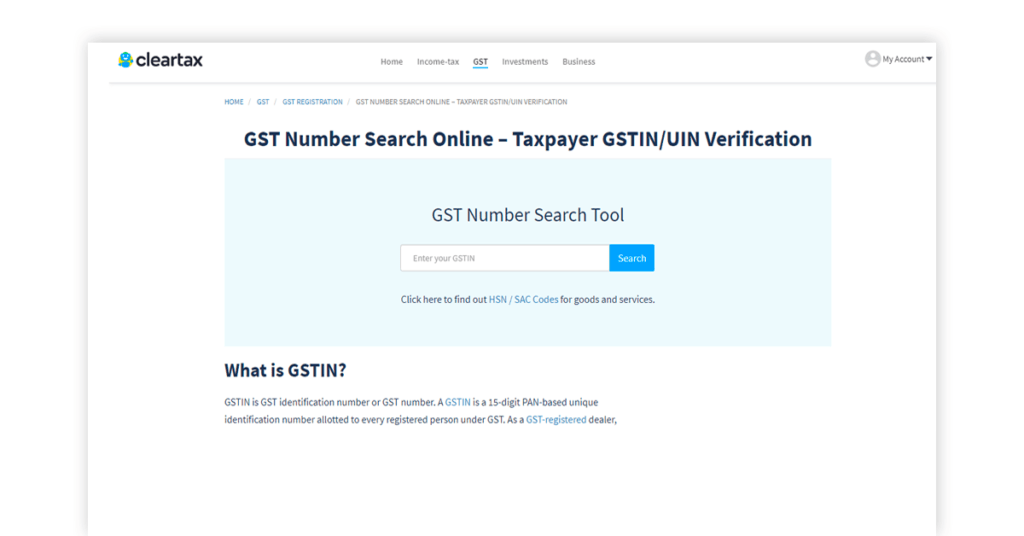 cleartax gst search