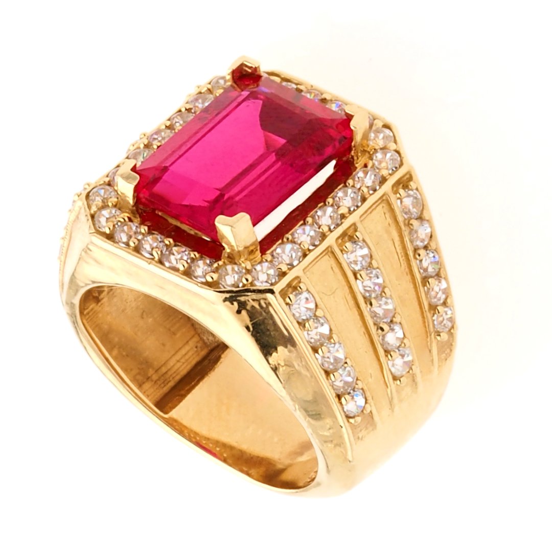 mens gold ring with ruby stone