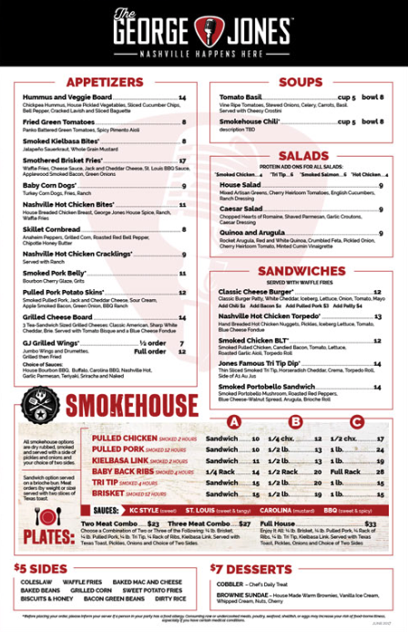 george jones eatery menu