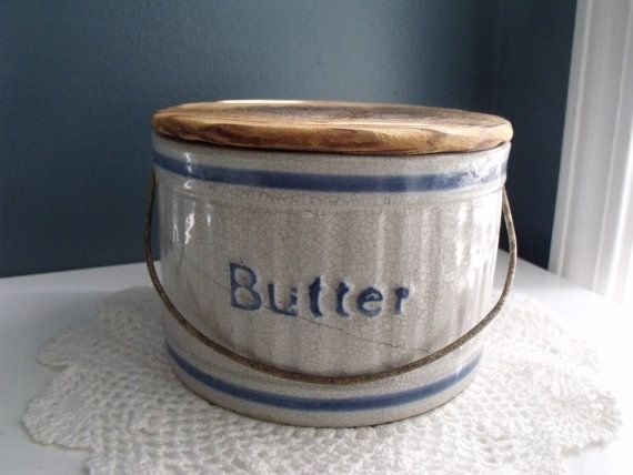 vintage butter crock with lid