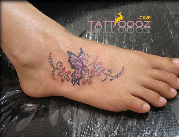 small butterfly tattoos on foot