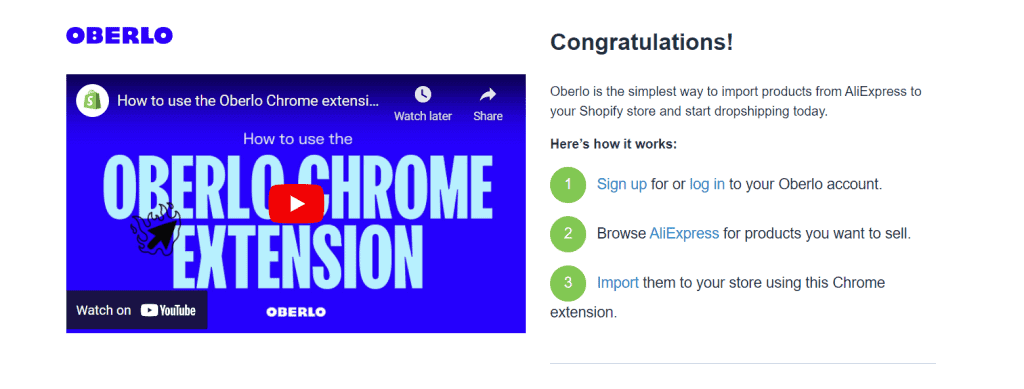 get oberlo chrome extension