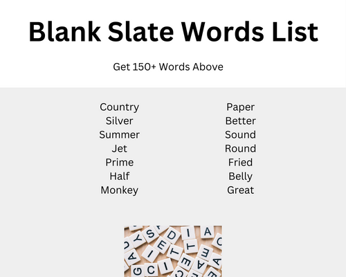 blank slate word list pdf