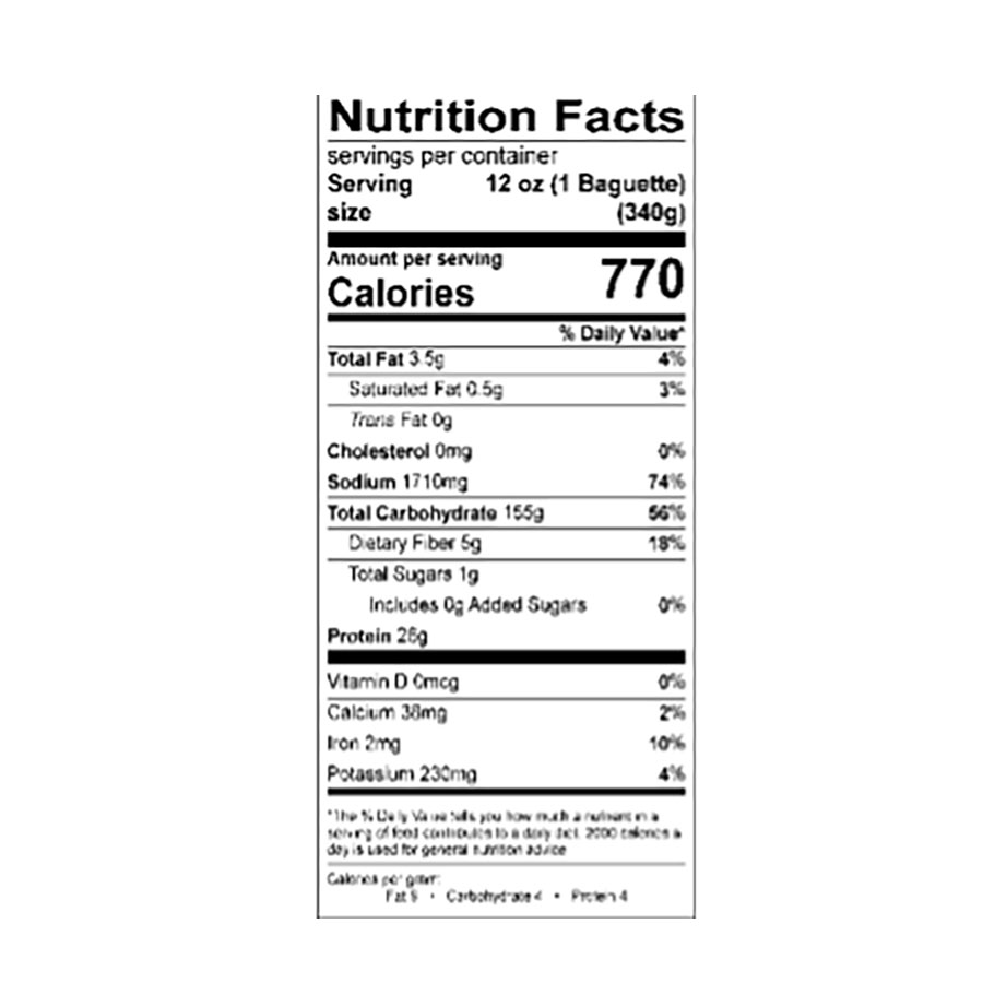 baguette nutritional value