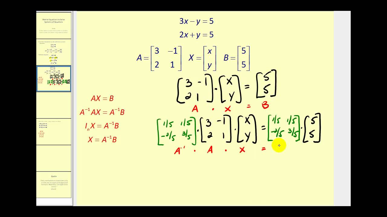 equation to matrix calculator