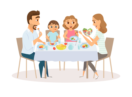 dibujo de familia comiendo