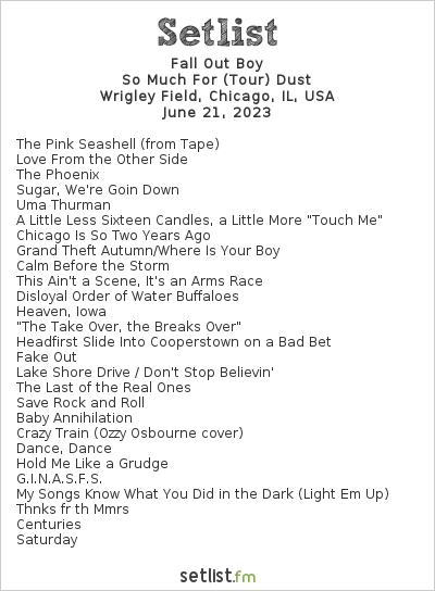 fall out boy setlist