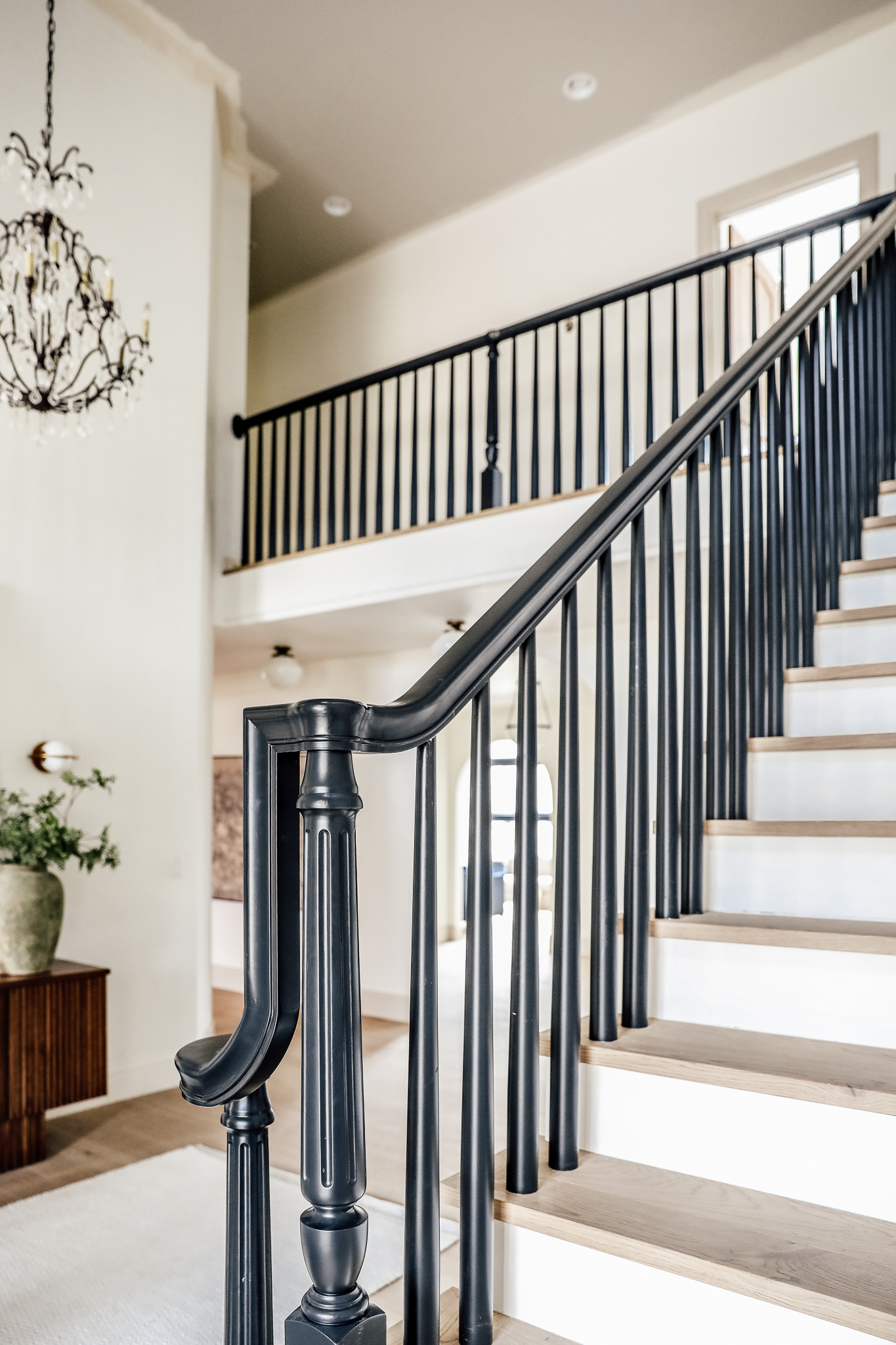 black staircase handrail