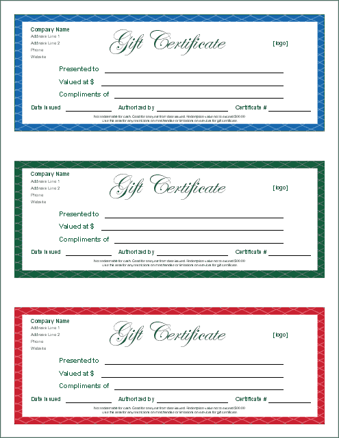 free gift certificate template word