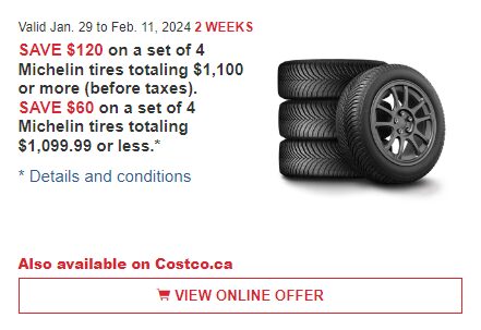 costco canada tire sale