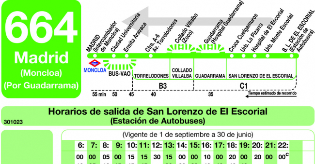 bus 664 horarios