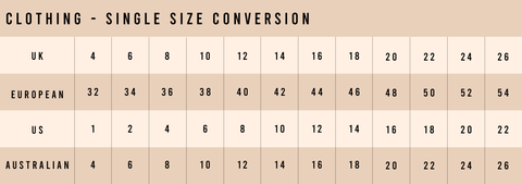 billy j size guide