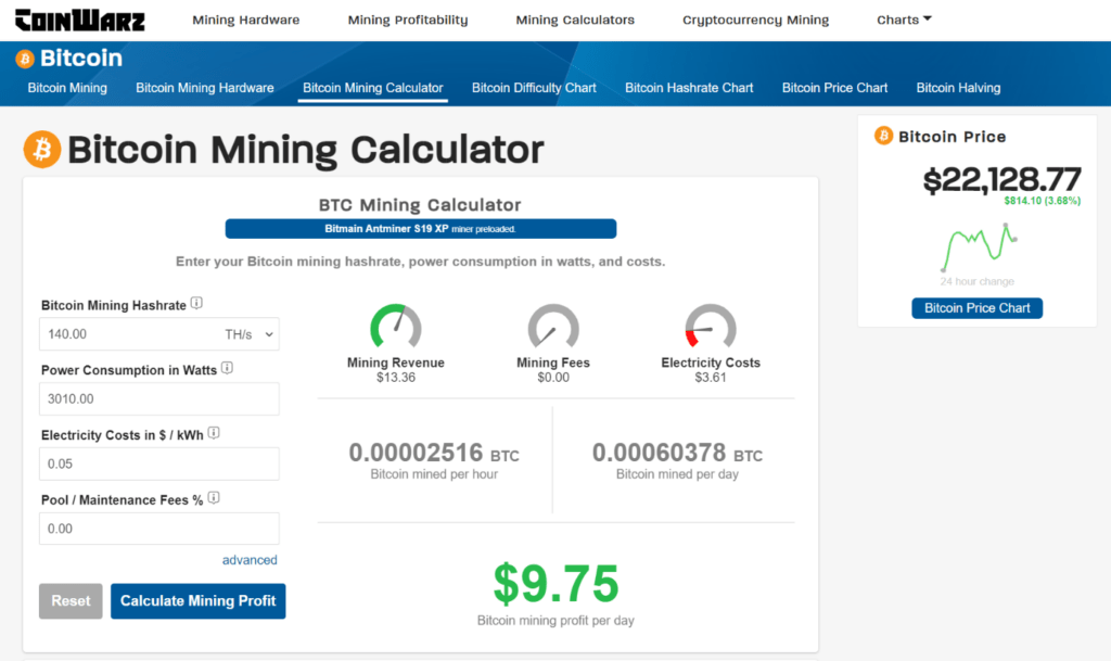 bit mining calculator