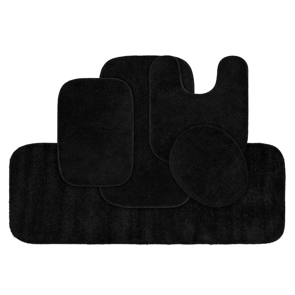 black bath rug set