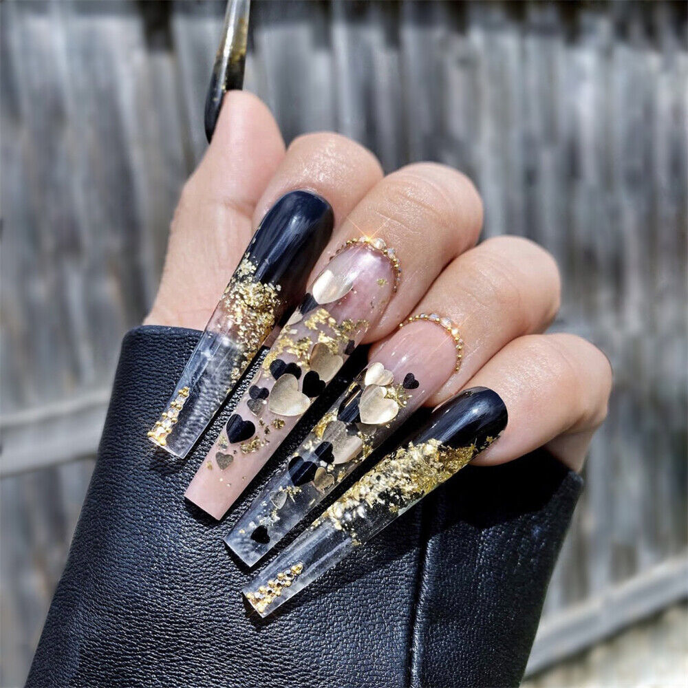 black with gold nails