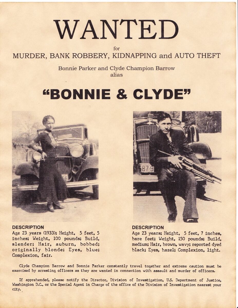 bonnie and clyde wanted poster