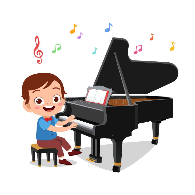 boy playing piano clipart