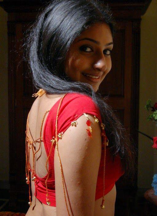 hot red saree navel