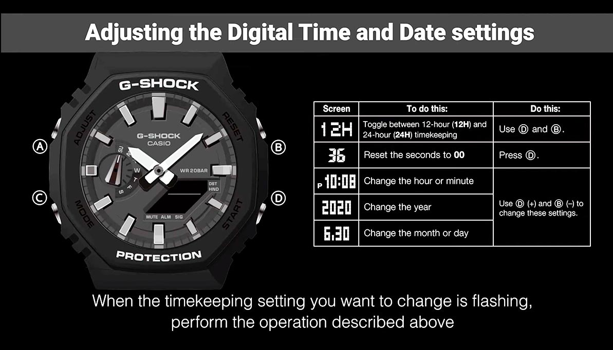 adjust time g shock