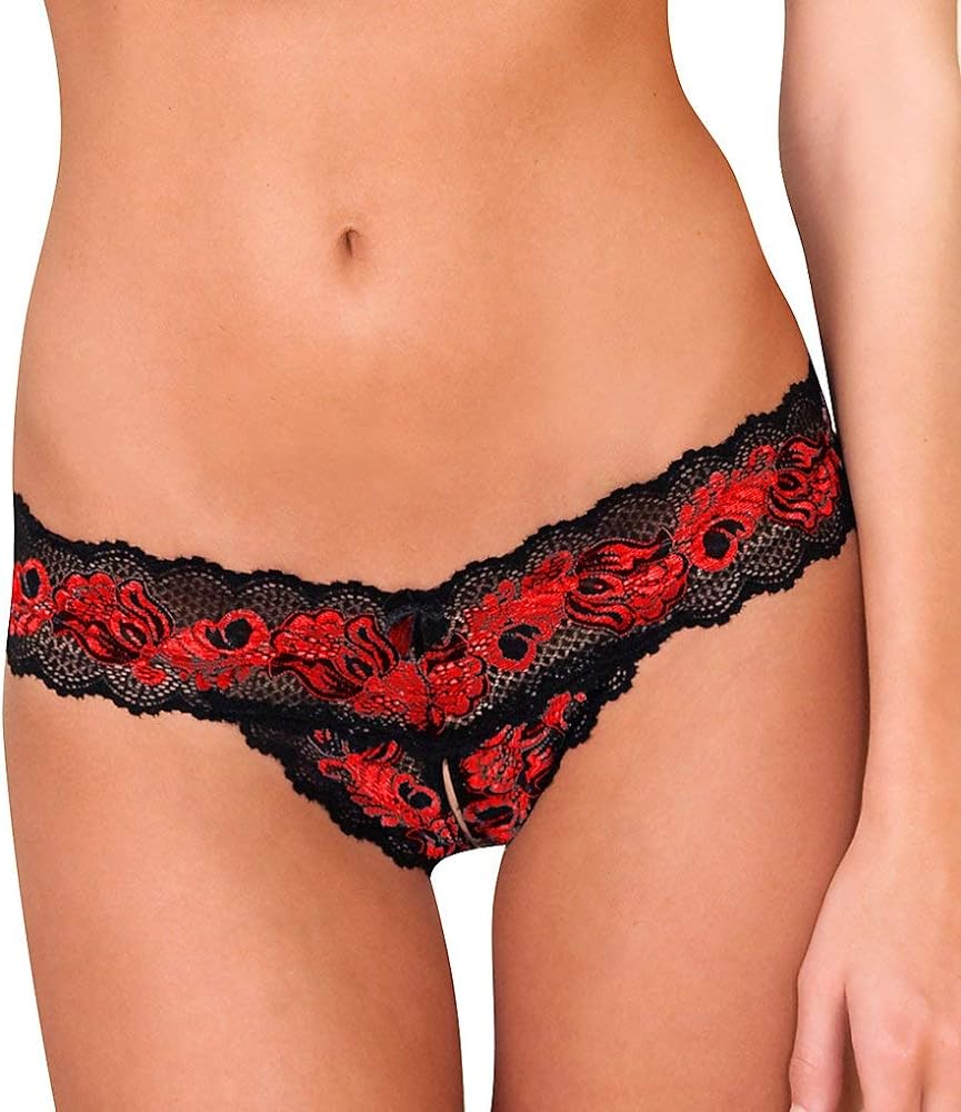 lace crotchless thong