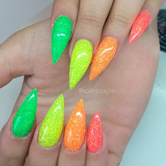 neon glitter nails
