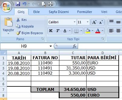 excel euro tl çevirme