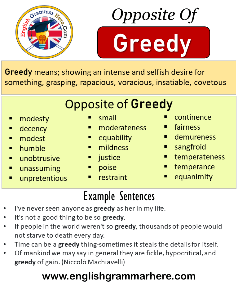 antonyms of greedy