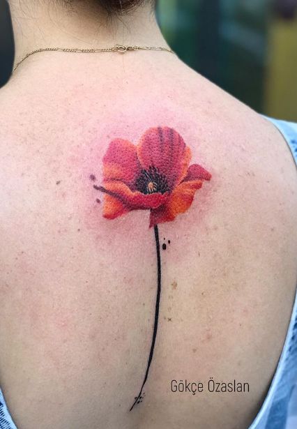 poppy flower watercolor tattoo