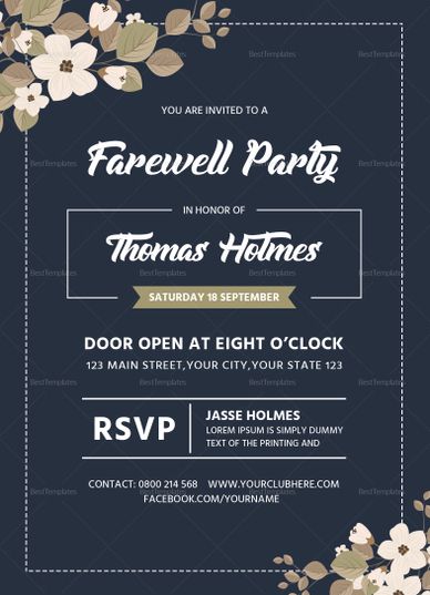 invitation card design for farewell party