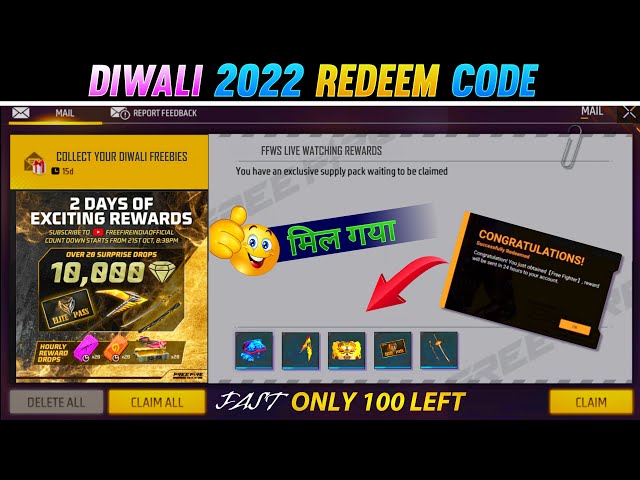 free fire diwali redeem code