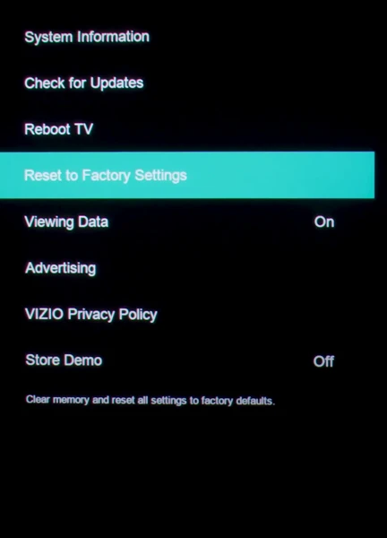 how to reset smartcast on vizio tv