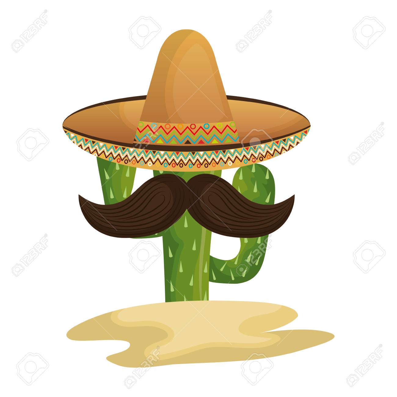 cactus con sombrero mexicano