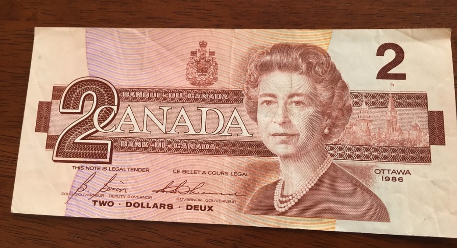 canadian $2 bill 1986