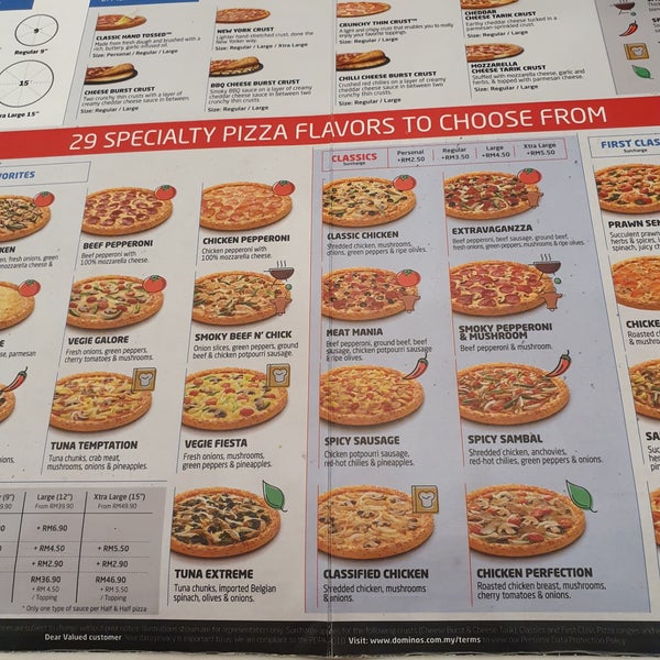 carta dominos pizza