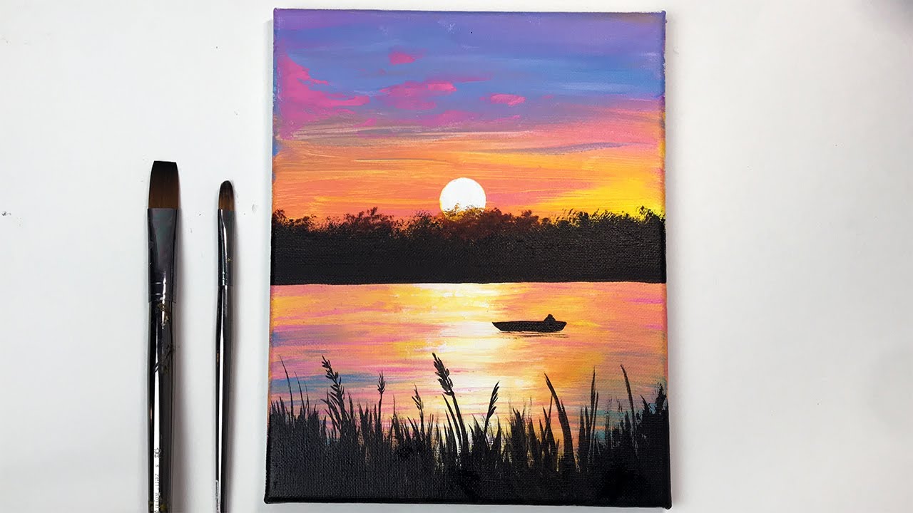 easy sunset painting tutorial