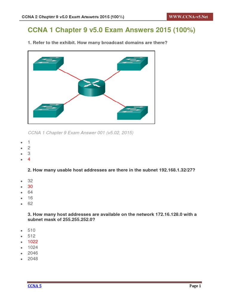 ccna chapter 9 exam