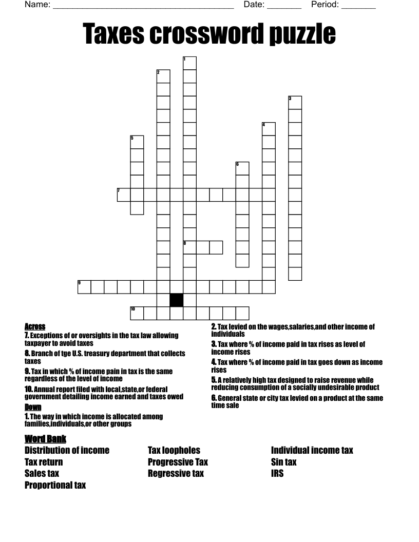 tax crossword clue