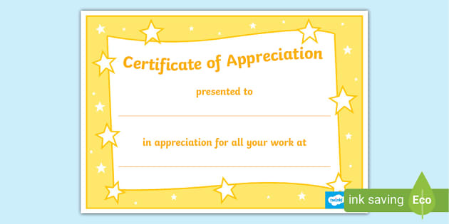 certificate of appreciation template for kids