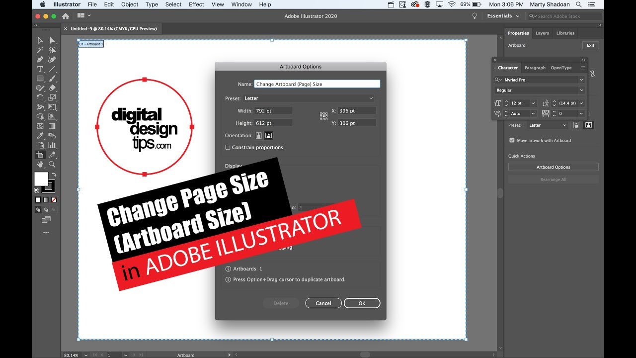 change page size illustrator