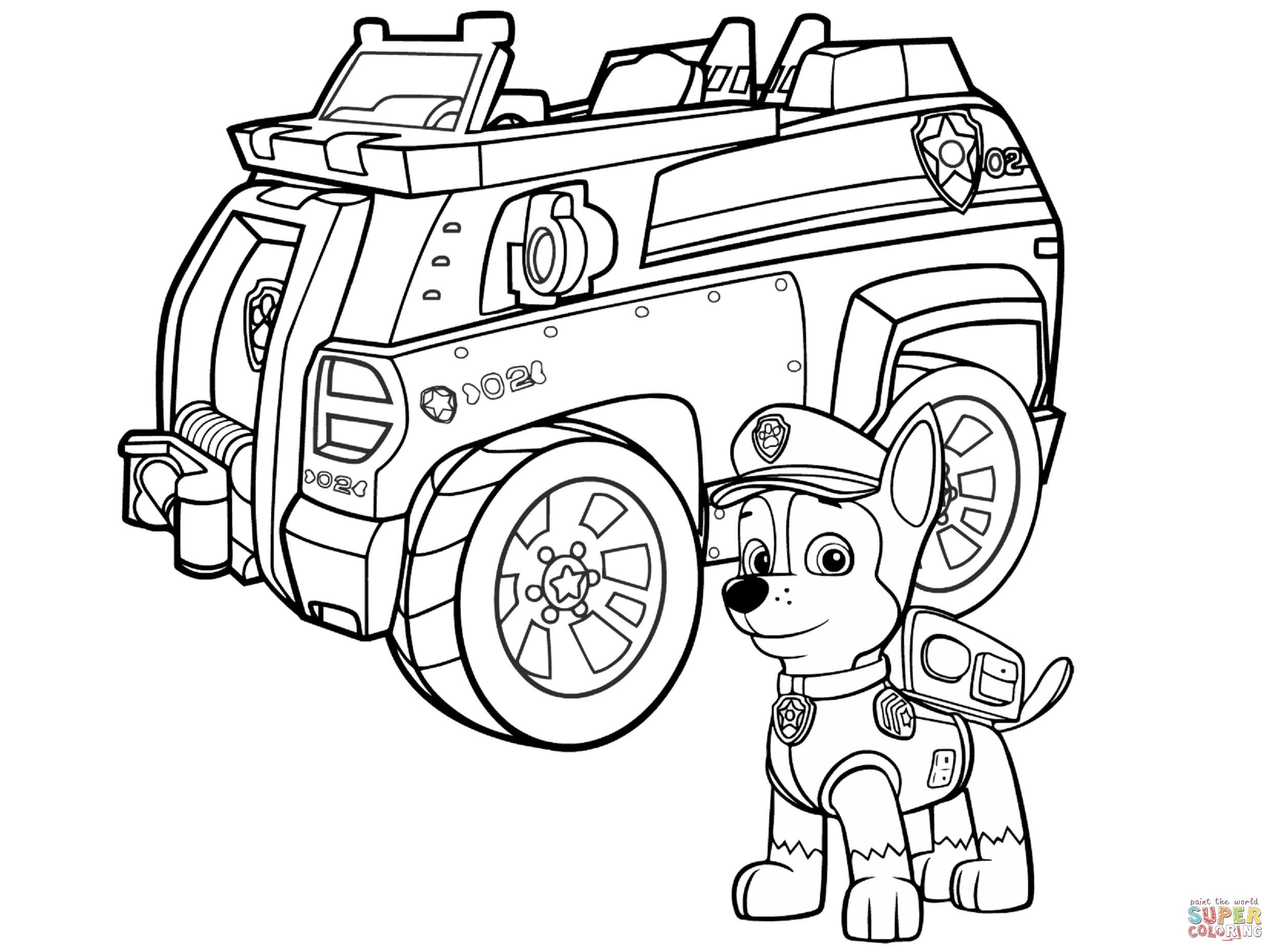 chase paw patrol coloring page