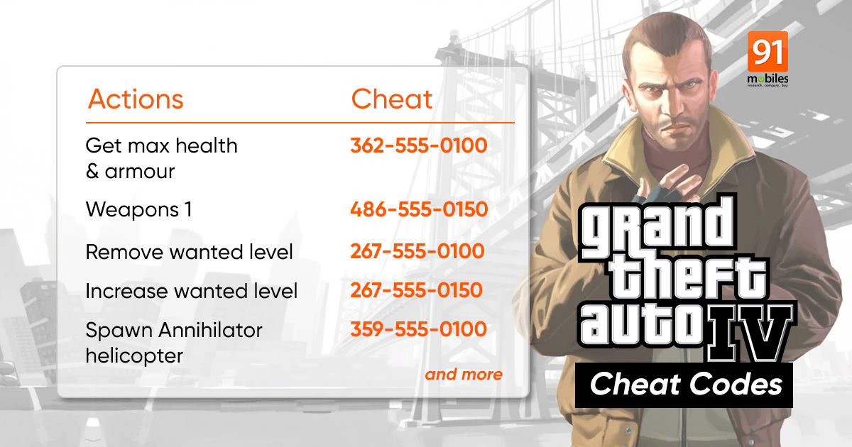 cheat codes for gta 4