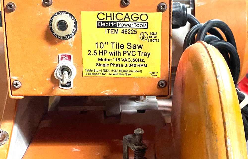 chicago electric tile saw parts