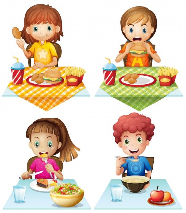 children eating food clipart