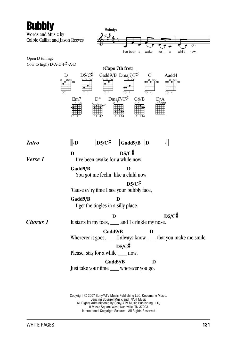 chords for bubbly