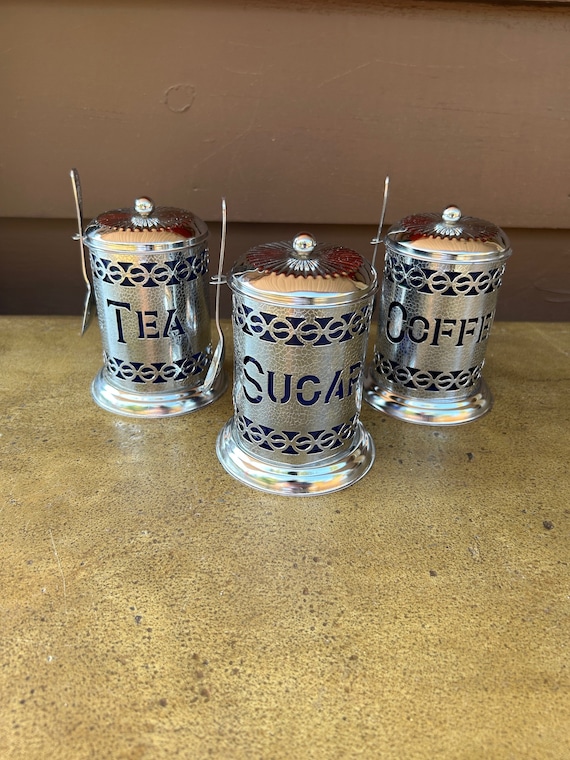 chrome tea coffee sugar canisters