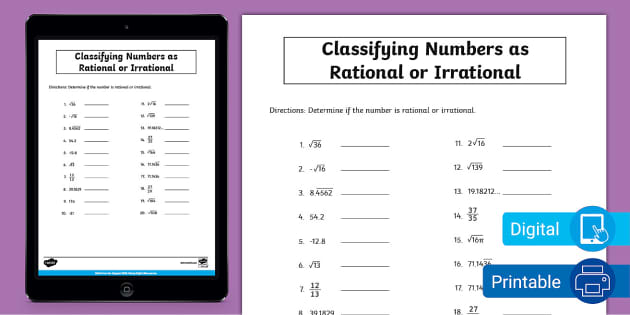 classifying rational and irrational numbers