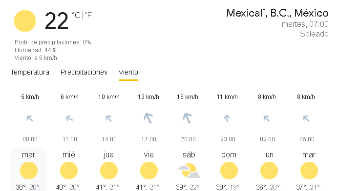 clima mexicali hoy y mañana