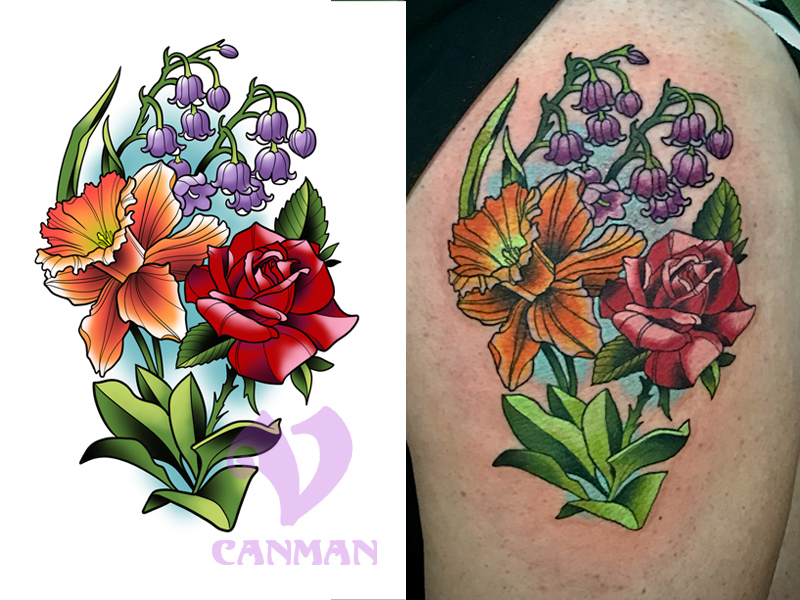 color tattoo flowers